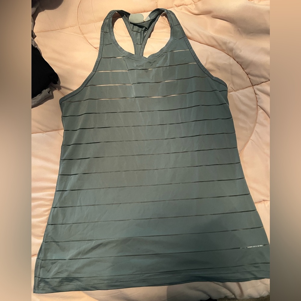 Athleta Sheer Razorback Tank medium Green